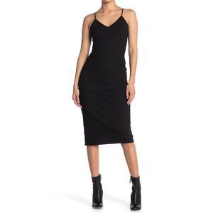 AFRM fauna black ribbed tanks midi dress